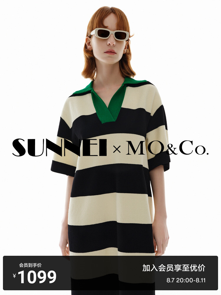 

Платье вязаное MO&Co Sunnei в контрастную полоску, белый / черный