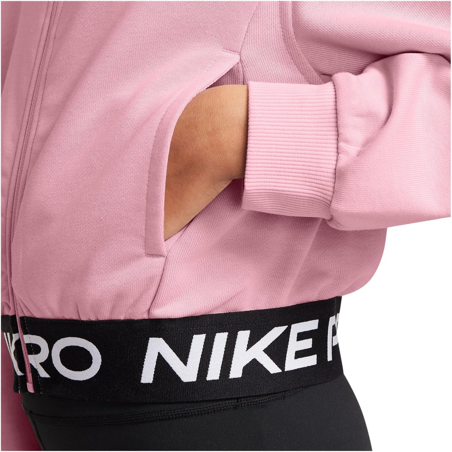 Толстовка Pro Fleece Dri-FIT с застежкой-молнией по всей длине Nike Kids, Medium Soft Pink/Medium Soft Pink/Black — фото 3