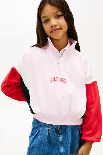 Толстовка на молнии оверсайз Tommy Hilfiger, розовый
