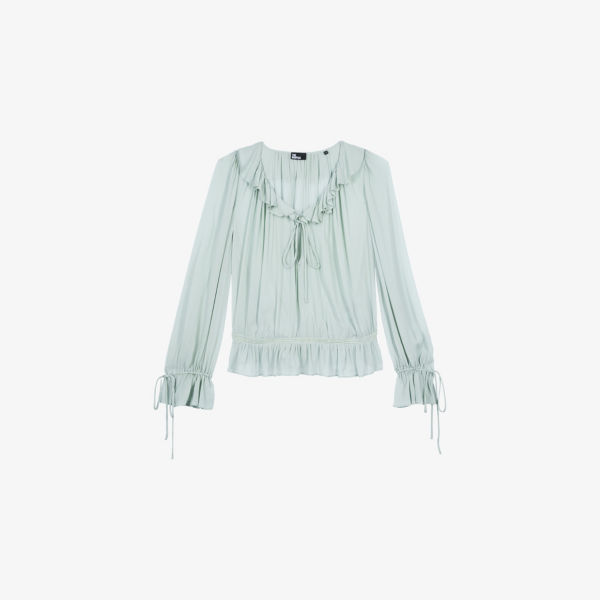 

Блузка с воротником-галстуком и рюшами The Kooples, мультиколор