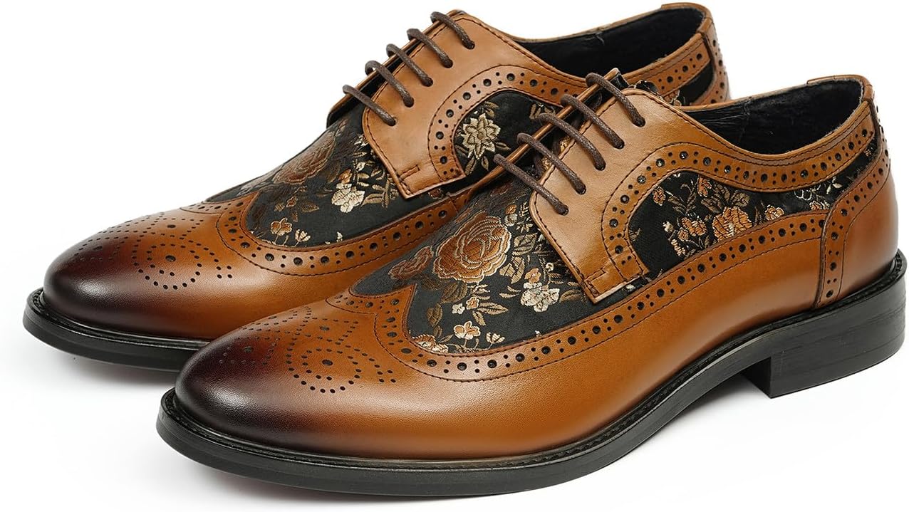 

Мужские кожаные оксфорды Santimon- формальные туфли с вышивкой на шнуровке, подошва из резины, мягкая подкладка из телячьей кожи, бизнес-кэжуал для офиса, свадеб и повседневной носки, коричневый