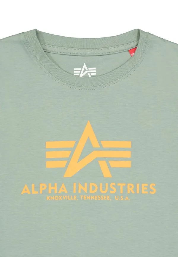 Базовая футболка с принтом для детей и подростков Alpha Industries, Frost Green — фото 3