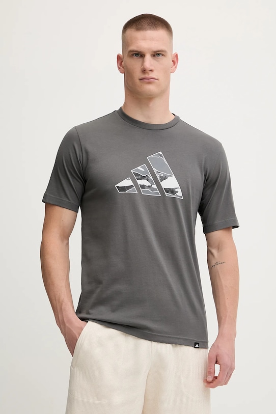 

Футболка хлопковая Camo Logo Adidas, серый
