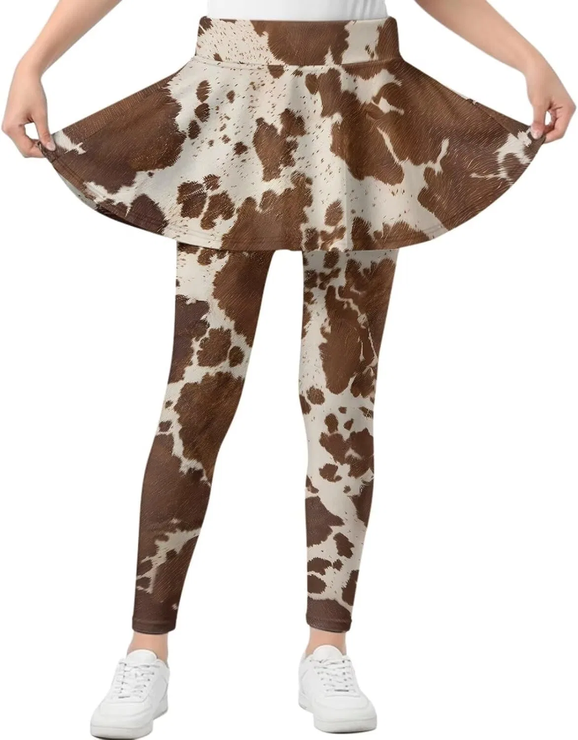 Леггинсы с юбкой для девочек Yatixapu, Brown Cow Print