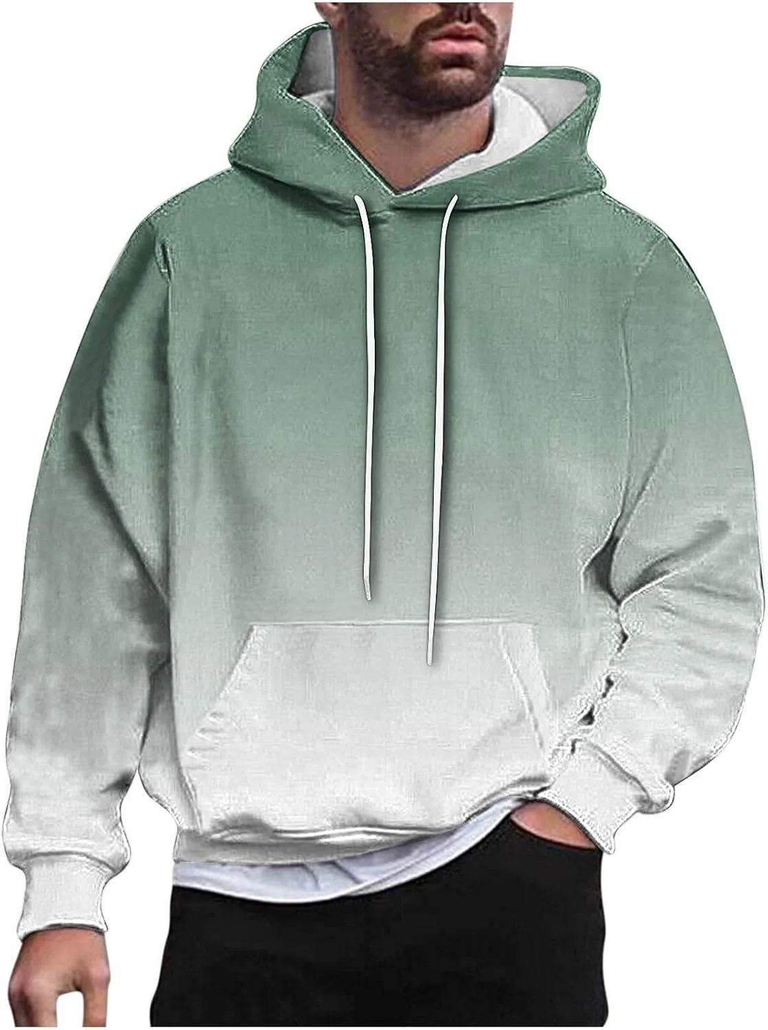 

Толстовка с капюшоном Fleece для мужчин, Long Sleeve, Gradient, с карманами