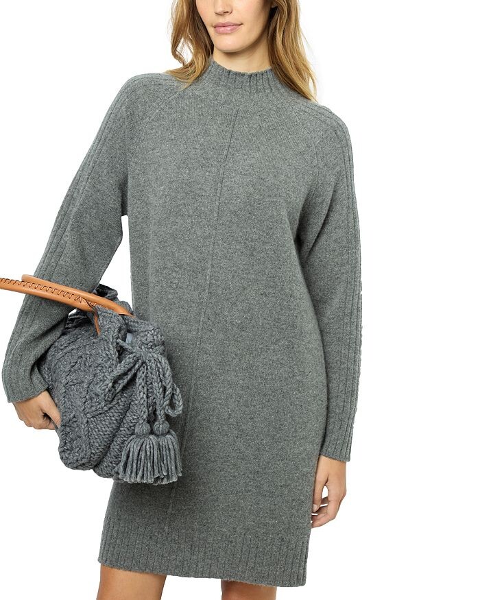 

Шерстяное мини-платье Gerard Darel Solia с воротником-стойкой, серый