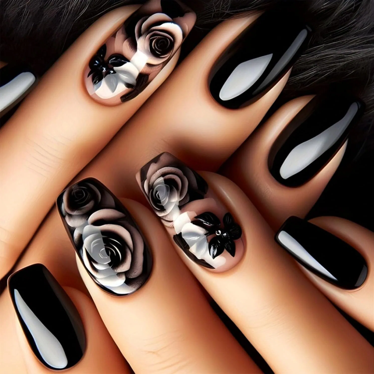 Набор накладных ногтей AstraGlam «Черная роза», 24 штуки Astraglam