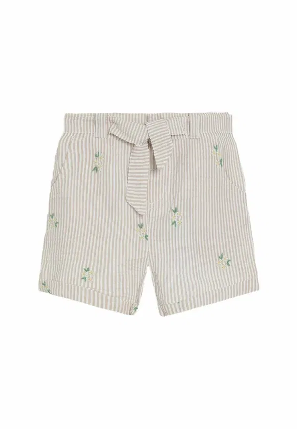 Шорты Regular fit с вышивкой и подворотом Jojo Maman Bébé, натуральный цветочный сюкер