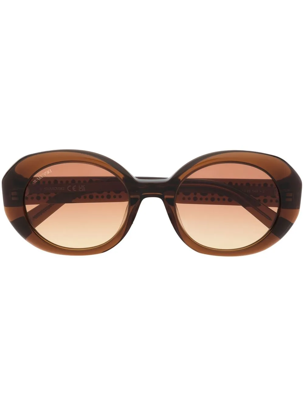 

Солнцезащитные очки в овальной оправе с кристаллами Swarovski, коричневый