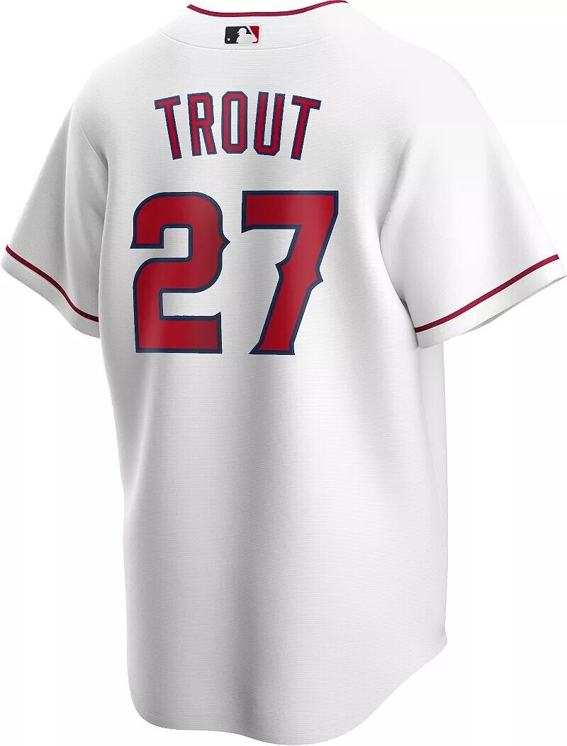 Мужская реплика Nike Los Angeles Angels Mike Trout #27, белая крутая базовая майка — фото 3