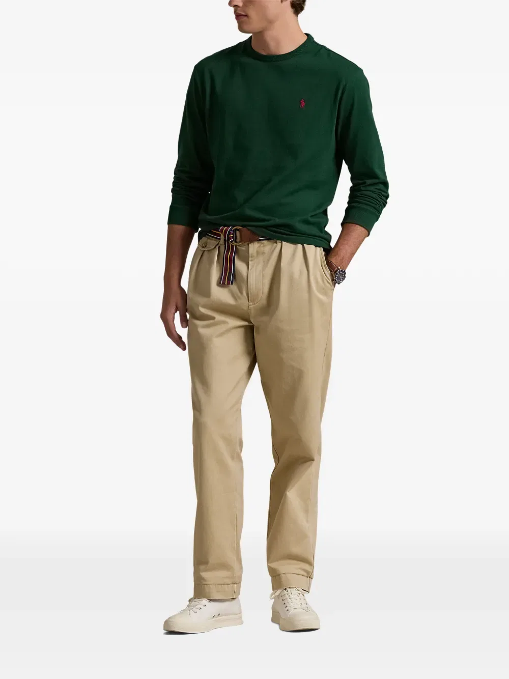 Футболка с длинными рукавами и вышитым логотипом Polo Ralph Lauren, зеленый — фото 2