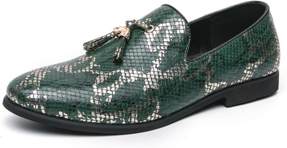 

Мужские текстурированные кожаные лоферы с бахромой, с круглым носком, нескользящие, повседневные и праздничные, для вечеринок, свадьбы, делового и повседневного стиля Tixewsjh, зеленый