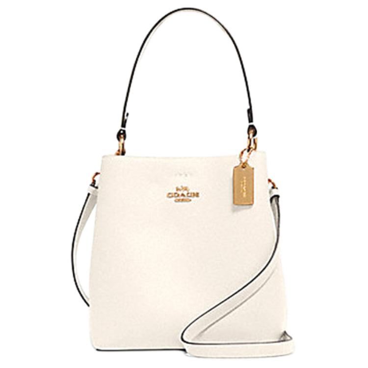 

Городская отполированная сумка-ведро из галечной кожи, женская сумка через плечо, кроссбоди белая COACH Trumpets
