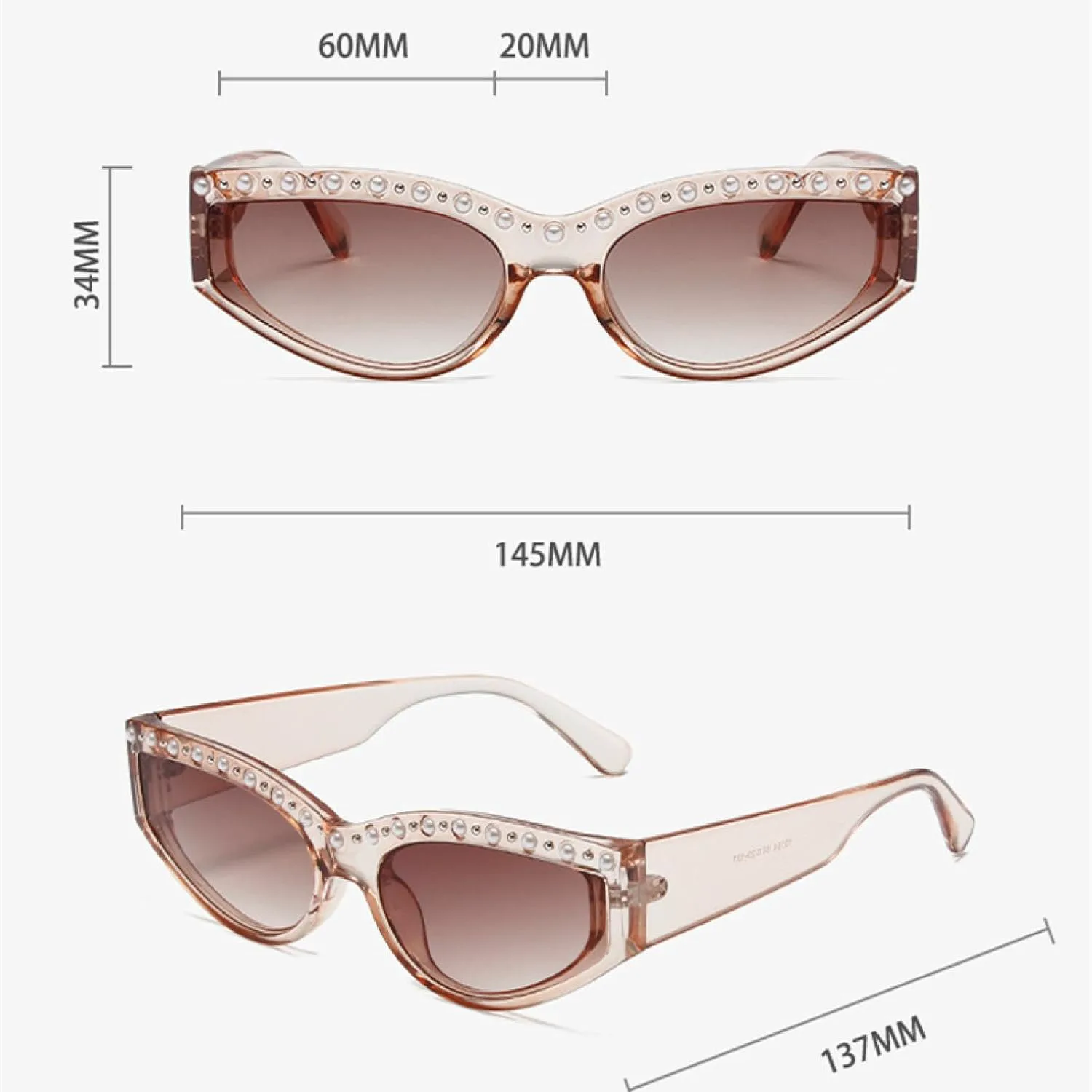 

Ретро-солнцезащитные очки «кошачий глаз» класса люкс для женщин и мужчин, модные, для активного отдыха, с защитой от УФ-излучения UV400 TOIPASTN, Champagne Tea