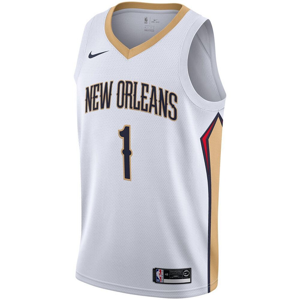 Мужская белая майка Nike Zion Williamson New Orleans Pelicans 2019/2020 Swingman — Association Edition, цвет Nor White — фото 3