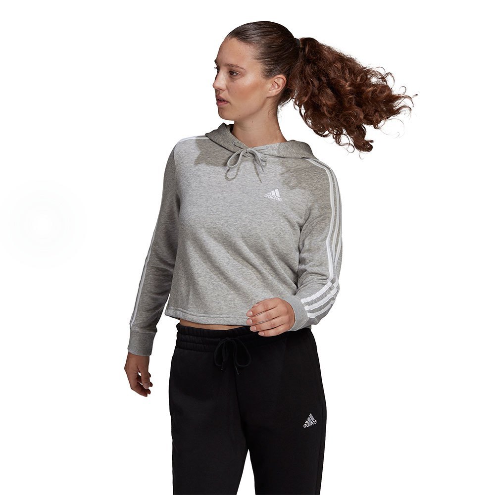 

Худи adidas Sportswear Essentials 3 Stripes Cropped, серый