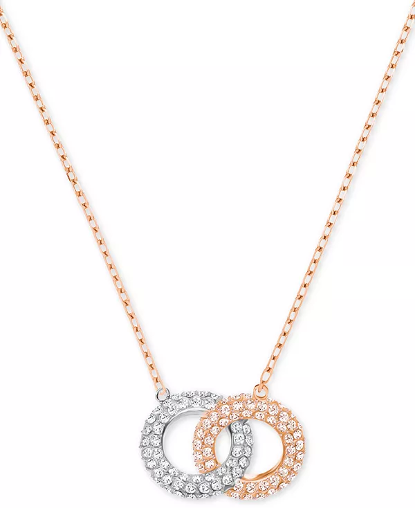 

Ожерелье с подвеской в виде двухцветного круга с кристаллами диаметром 17-3/4 дюйма Swarovski, pink