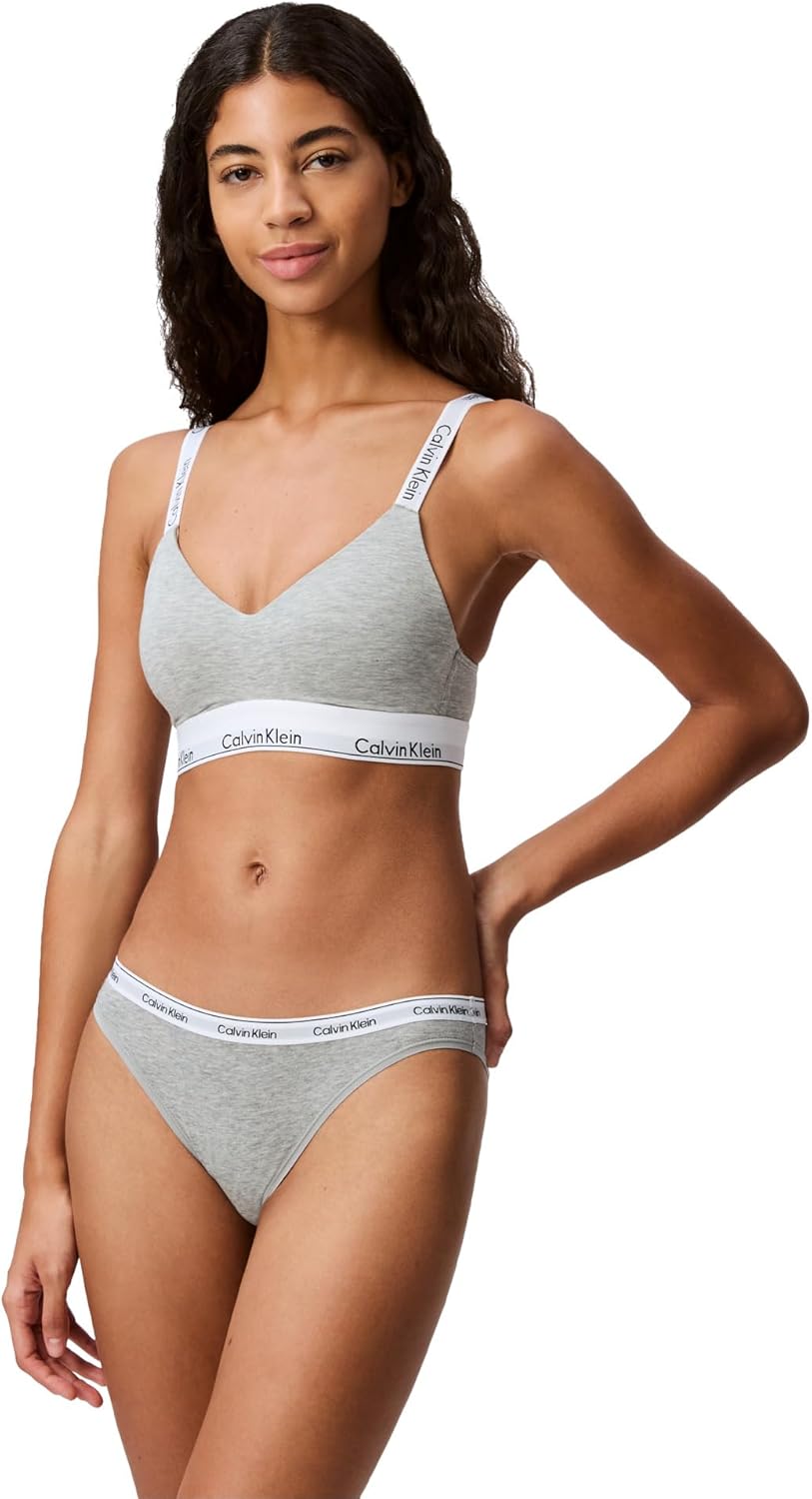 

Женский современный хлопковый бюстгальтер-бралетт Calvin Klein с легкой подкладкой, Grey Heather
