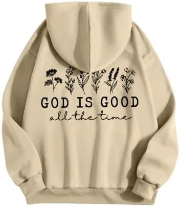 Футболка с капюшоном мужская, Christian Jesus Cross Graphic, бренд Generic, цвет Beige Floral Alphabet — фото 2
