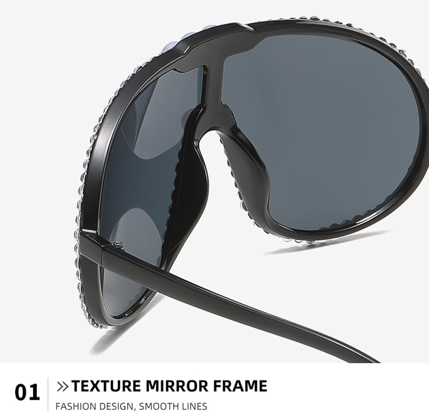 

bullabulling Модные солнцезащитные очки большого размера с блестками и стразами для женщин и мужчин, с жемчужным декором, обеспечивающие защиту от УФ-излучения UV400, Black/Yellow