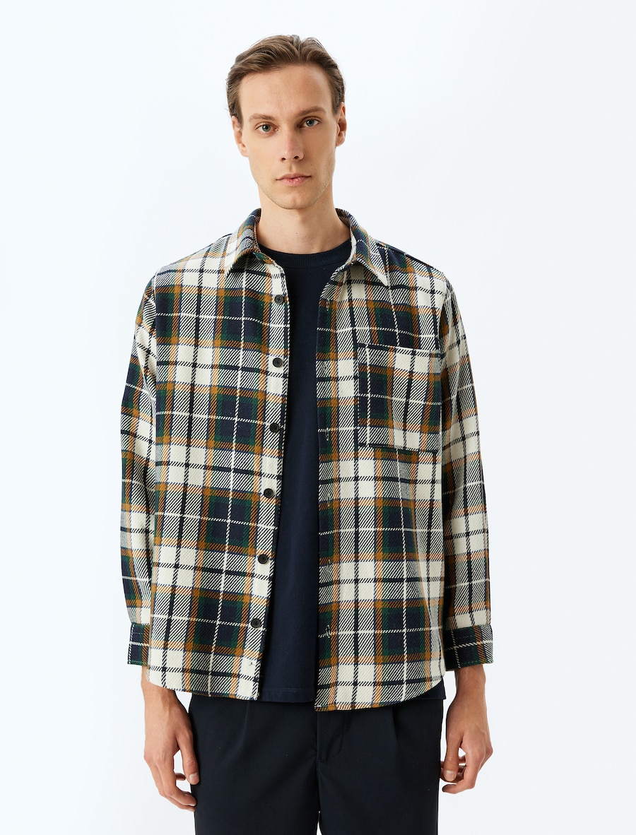 

Рубашка на пуговицах классического кроя Koton, синий/темно-синий