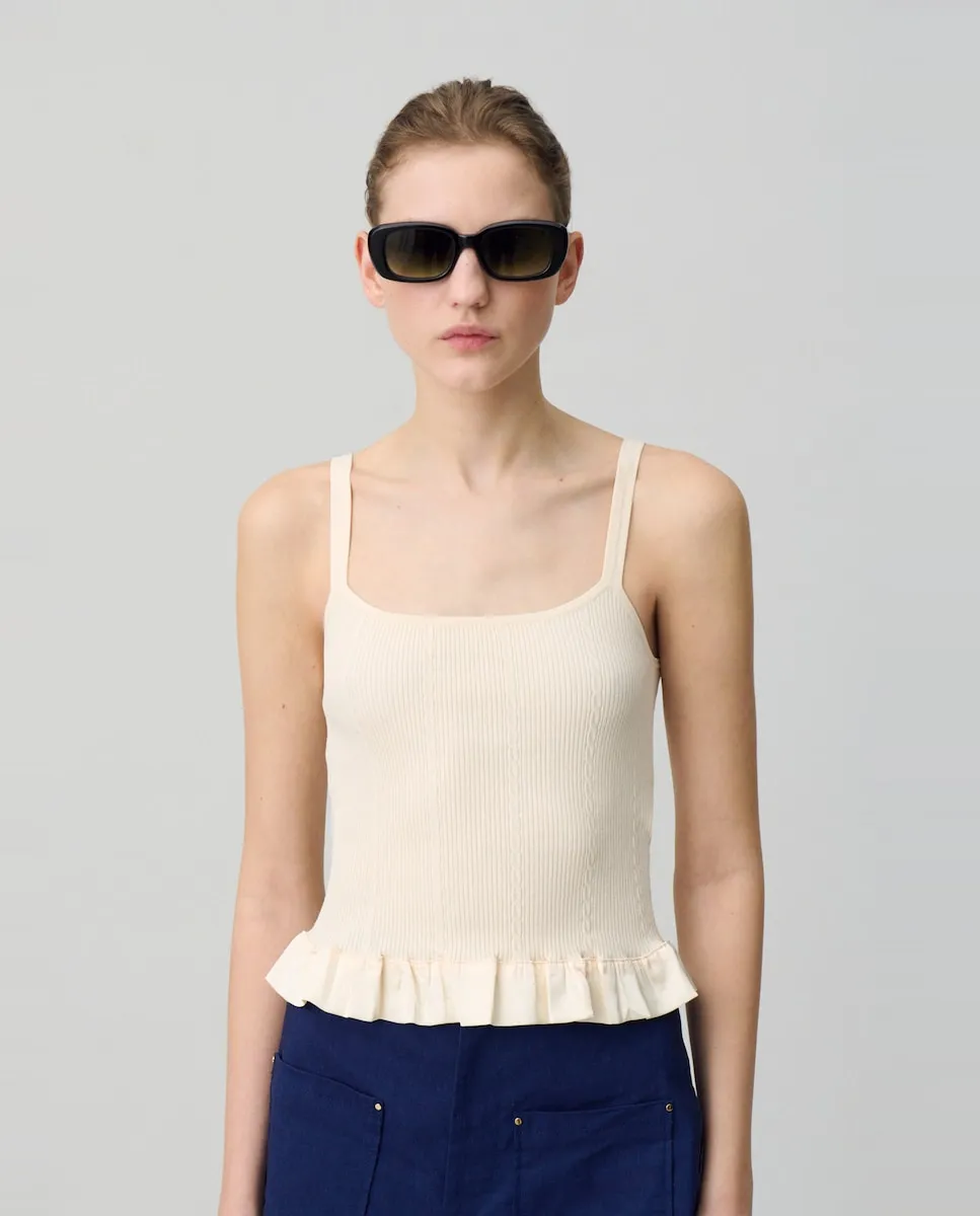 

Женский атласный трикотажный топ с оборками Claudie Pierlot, жёлтый