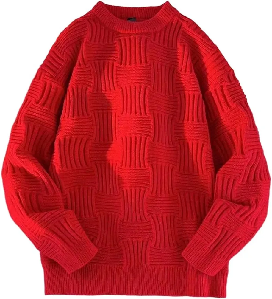 

Мужской свитер с круглым вырезом в клетку