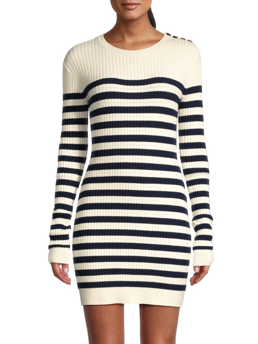

Платье-свитер из шерсти мериноса в полоску Jason Wu, цвет Chalk Navy