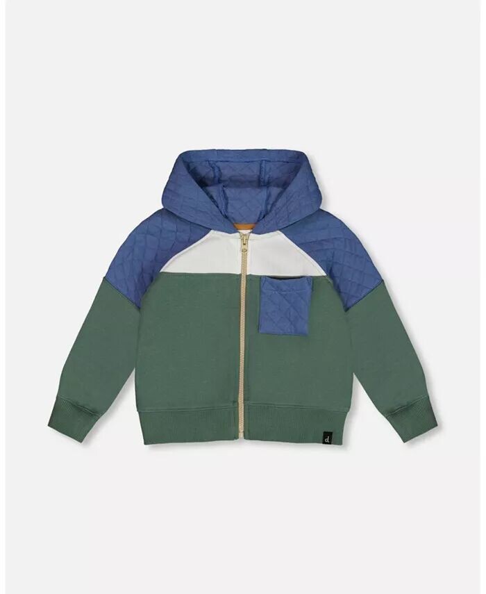 

Флисовая толстовка с капюшоном и цветными блоками для маленьких мальчиков, зеленый лес Deux Par Deux, зеленый