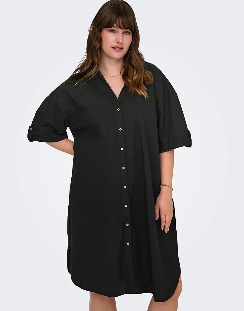 

Платье-рубашка ONLY Curve черного цвета
