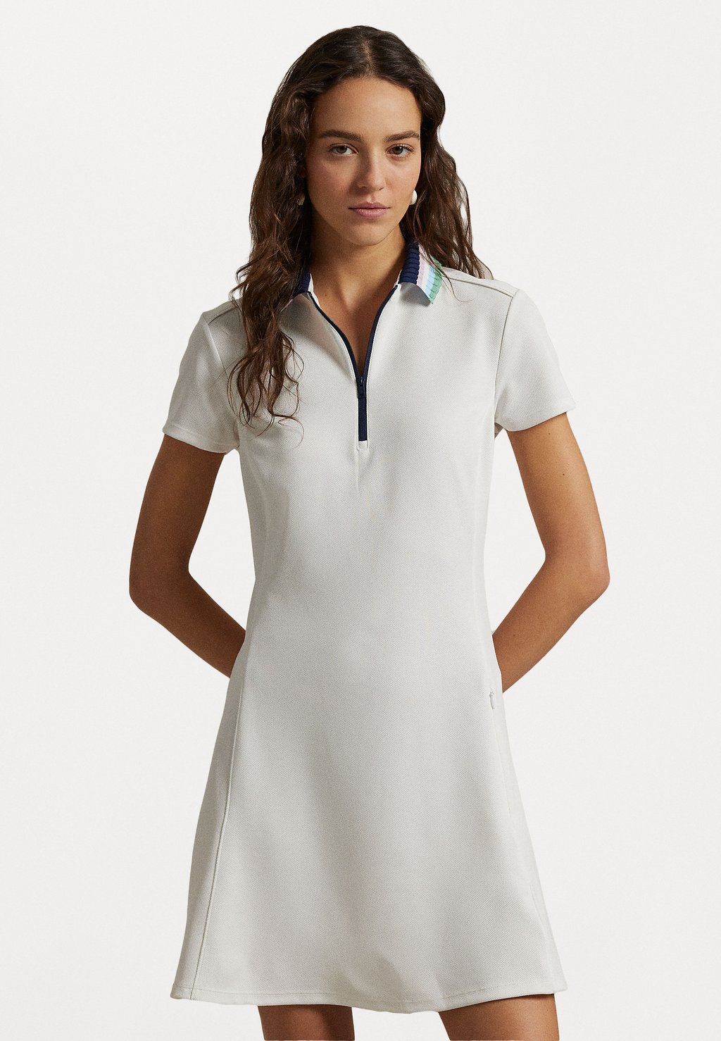 

Спортивное платье STRETCH PIQUÉ QUARTER-ZIP POLO DRESS Polo Ralph Lauren, белый