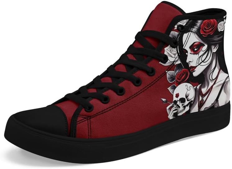 

Унисекс модные кроссовки с черепом на высокой подошве, классические тканевые обувь на шнуровке, повседневные стильные хип-хоп теннисные кроссовки для мужчин и женщин Awsole, черный