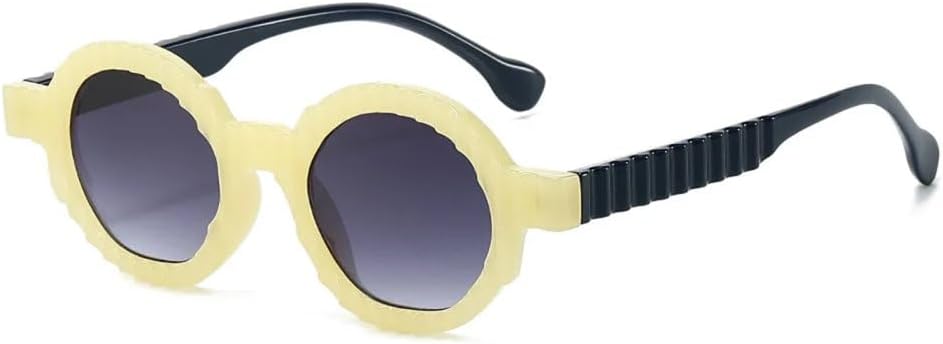 

Модные винтажные солнцезащитные очки в круглой полосатой волнообразной оправе для женщин и мужчин, в стиле панк, роскошные хип-хоп, с защитой от УФ-излучения UV400 MUTYNE, Beige Gray