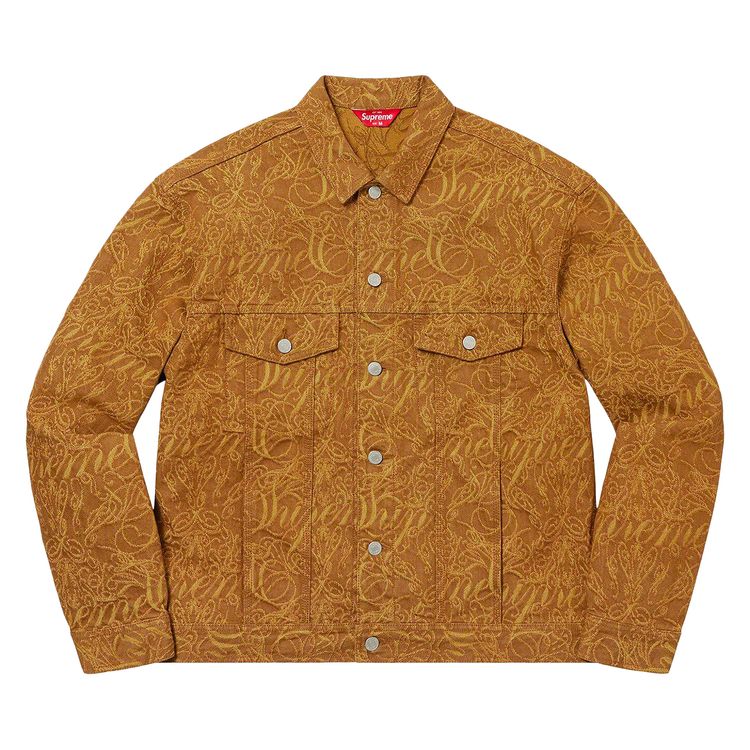 

Куртка Supreme Script Jacquard Denim Trucker Jacket 'Brown', коричневый