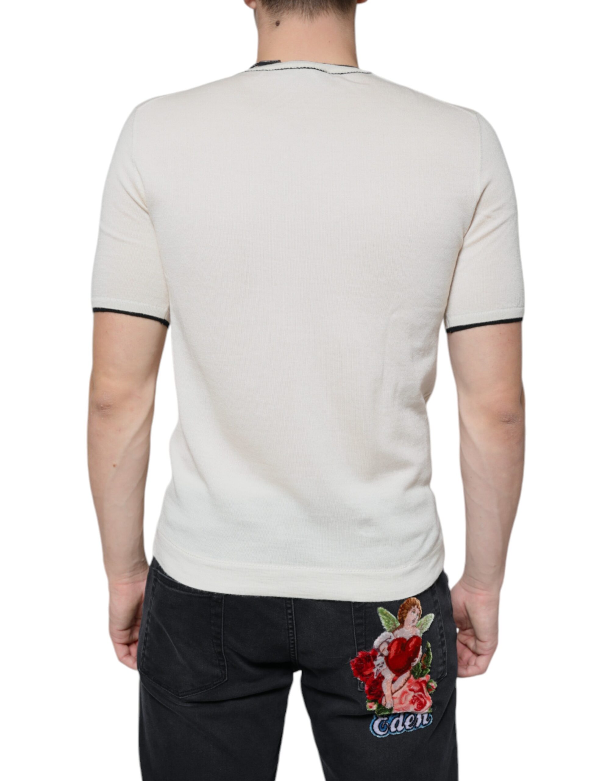 Футболка с короткими рукавами из кашемира цвета «Off White» Dolce & Gabbana — фото 3