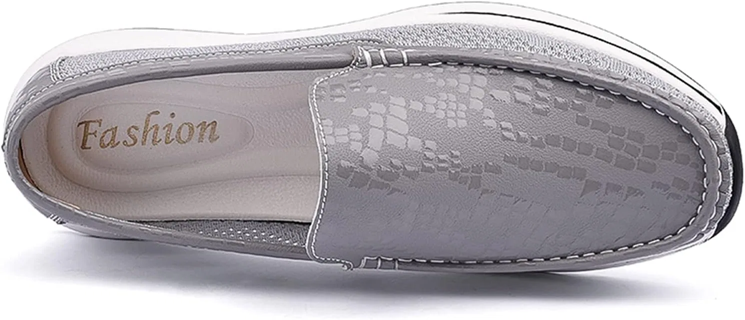 Лоферы мужские дышащие, Loafers for Men Round Toe Breathable Lightweight Driving Loafers Flat Heel Flexible Anti-Slip Classic Slip-ons, серый PUGHGAETZF — фото 2