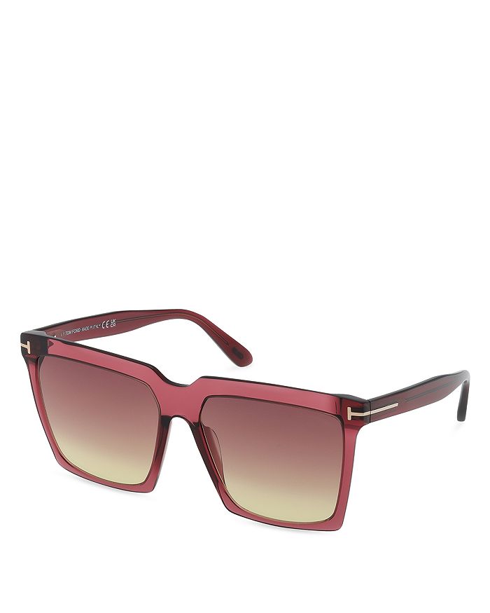 

Солнцезащитные очки Bordeaux Square Acetate, 58 мм Tom Ford, красный