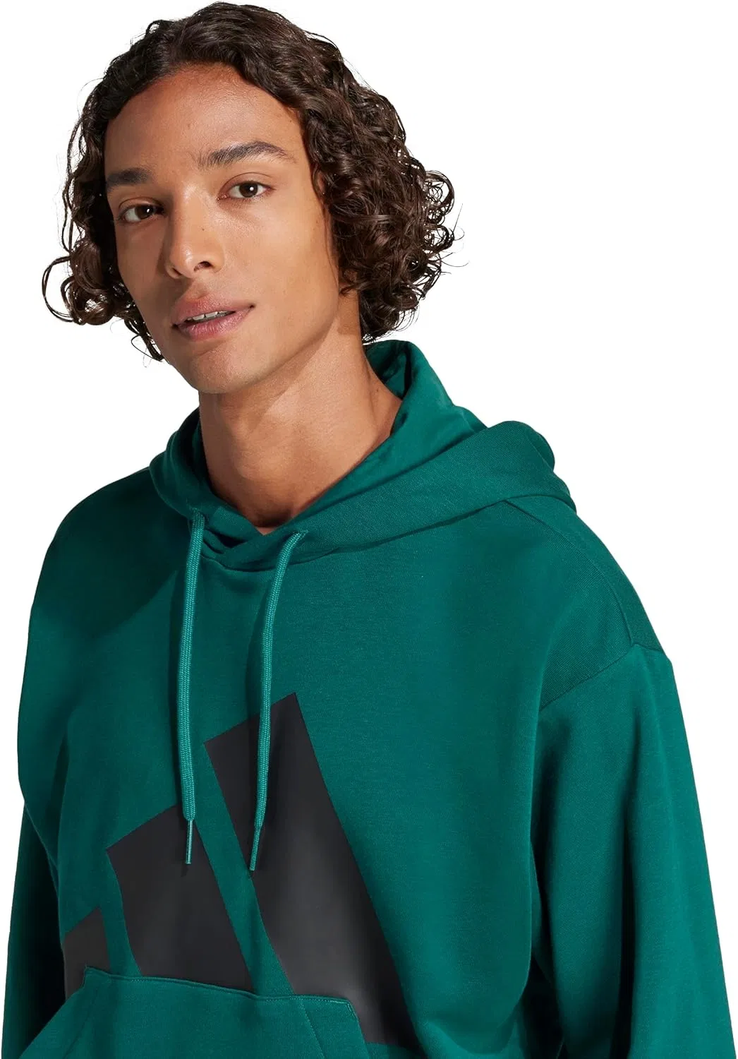 Толстовка Adidas Essentials Big Logo French Terry с капюшоном, зеленый/черный — фото 4