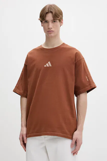 Футболка из хлопка T-shirt bawełniany Adidas, коричневый