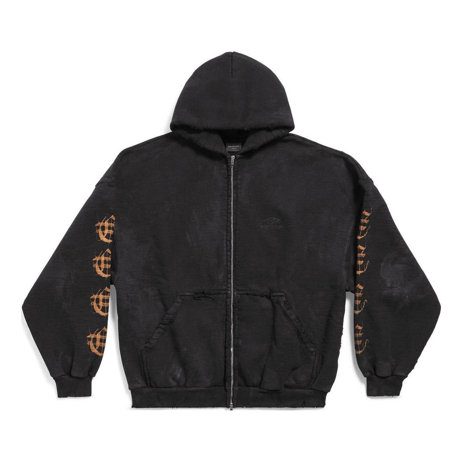 

Куртка Balenciaga Heavy Metal Zip-Up Hoodie Oversized 'Black Faded', черный