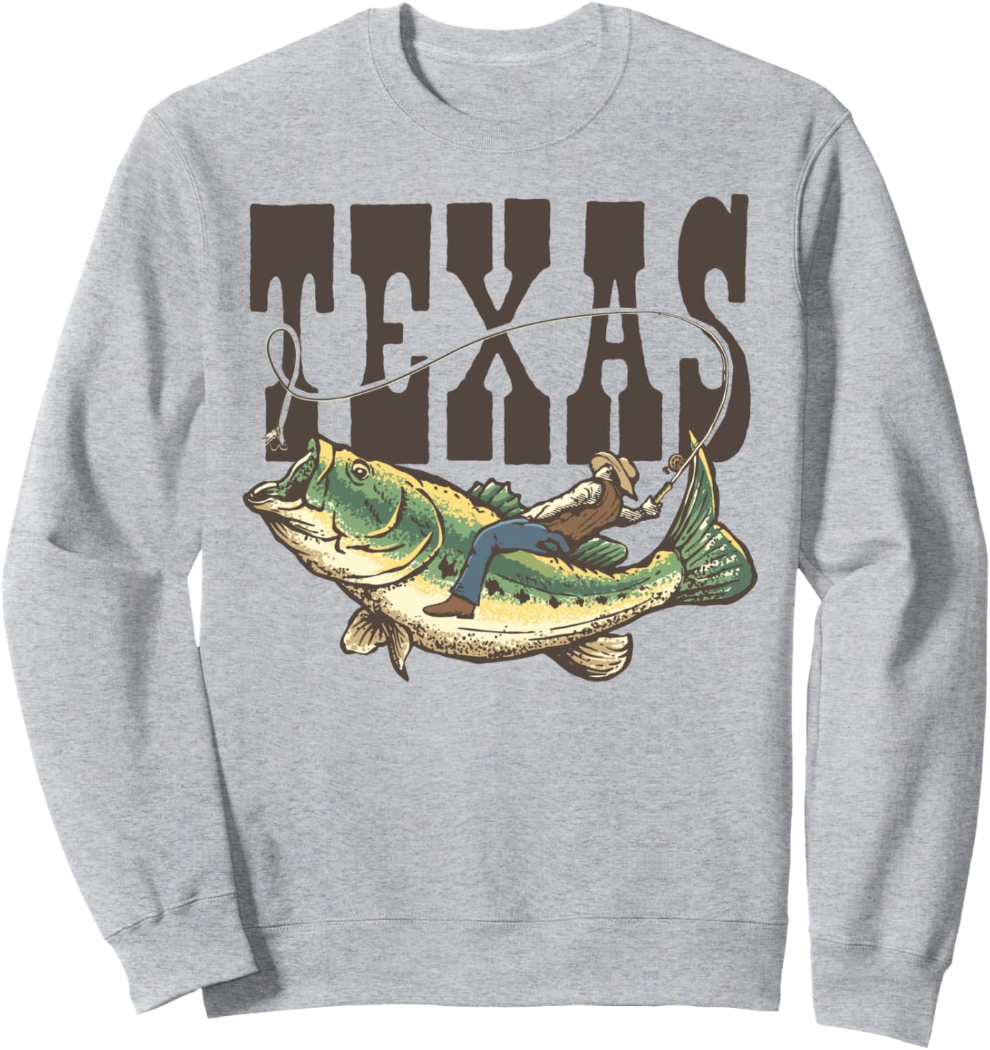 

Забавная рыболовная толстовка с надписью Texas Largemouth Bass Rodeo Giant Step Design Co., серый