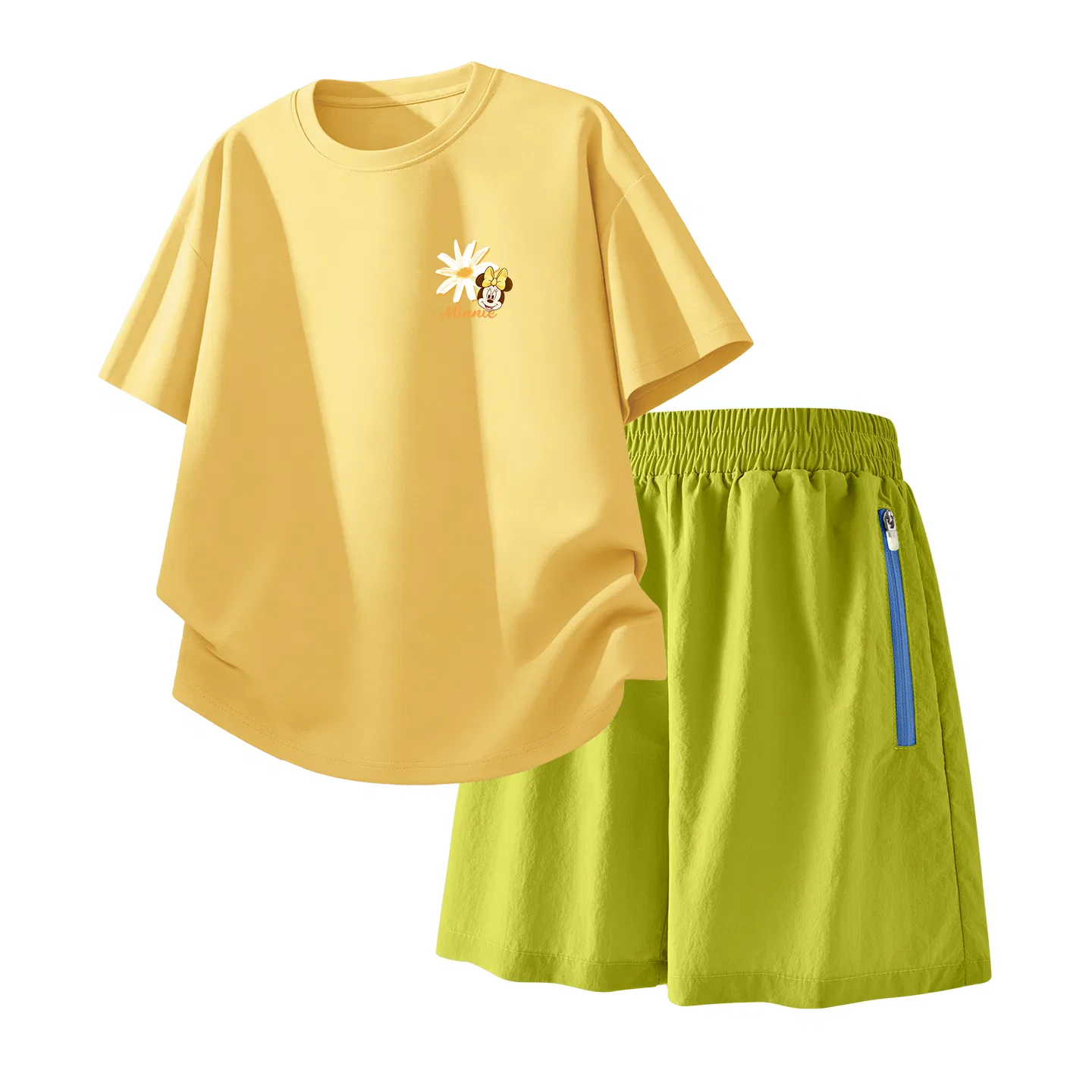 Детский спортивный костюм Casual Sportswear 2 Piece Set Disney, Di Fensheng Flower K Cheese Yellow+Solid Color Camellia Green
