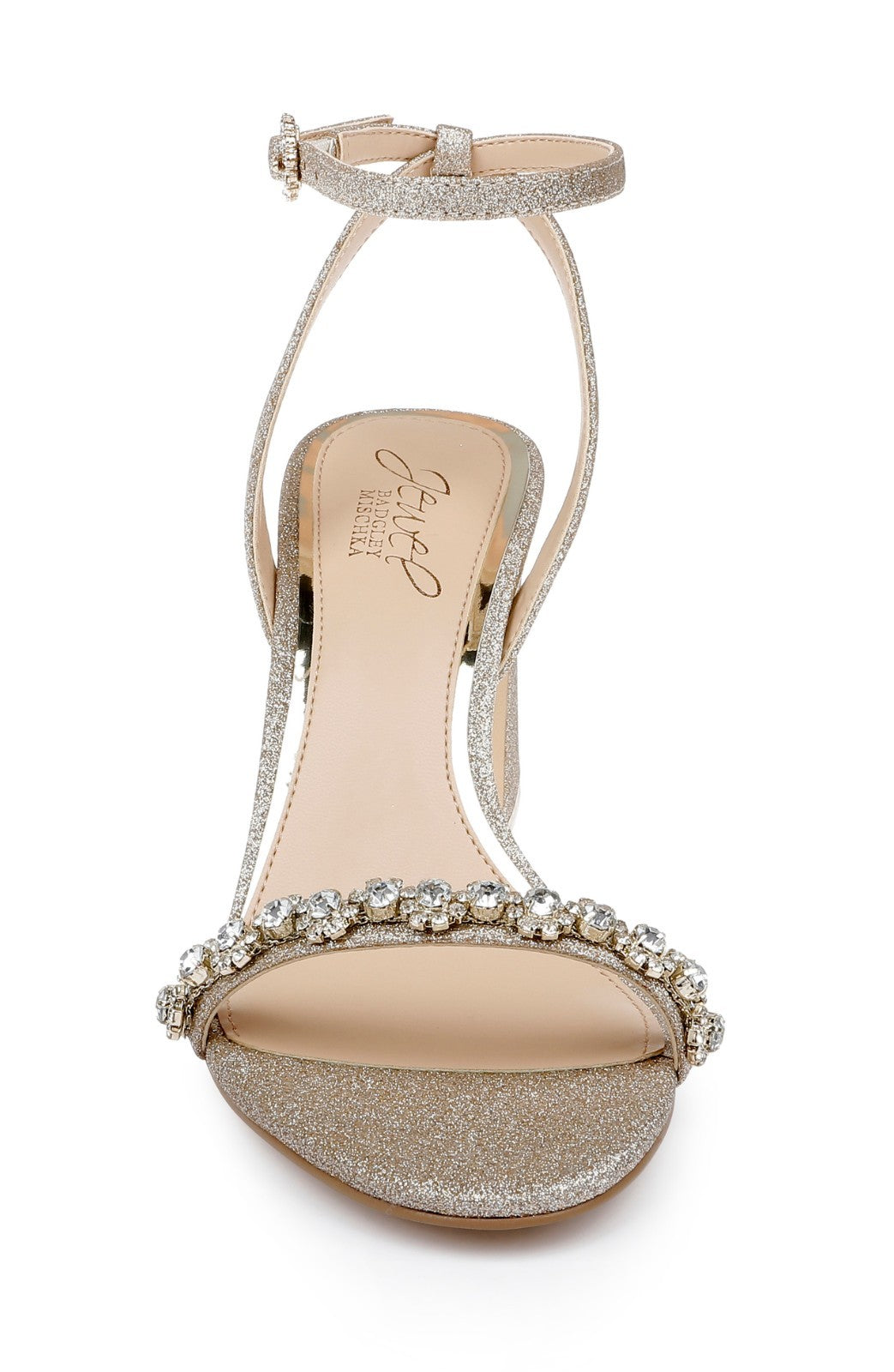 Золотые женские босоножки Badgley Mischka Alyna с ремешком на щиколотке и квадратным каблуком Jewel Badgley Mischka, золотой — фото 2