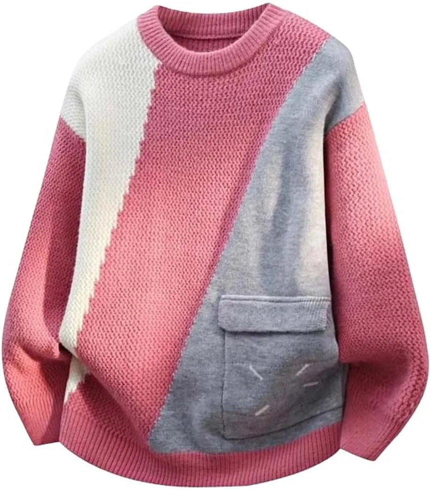 

Мужской свитер с цветными блоками и панельным дизайном