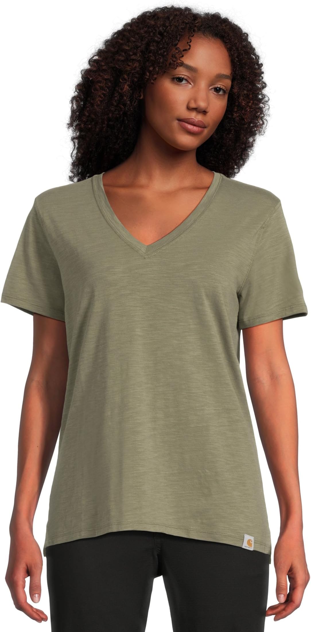 

Футболка Carhartt TENCEL Fiber Series Relaxed Fit Short-Sleeve Vneck T-Shirt, Dusty Olive Slub