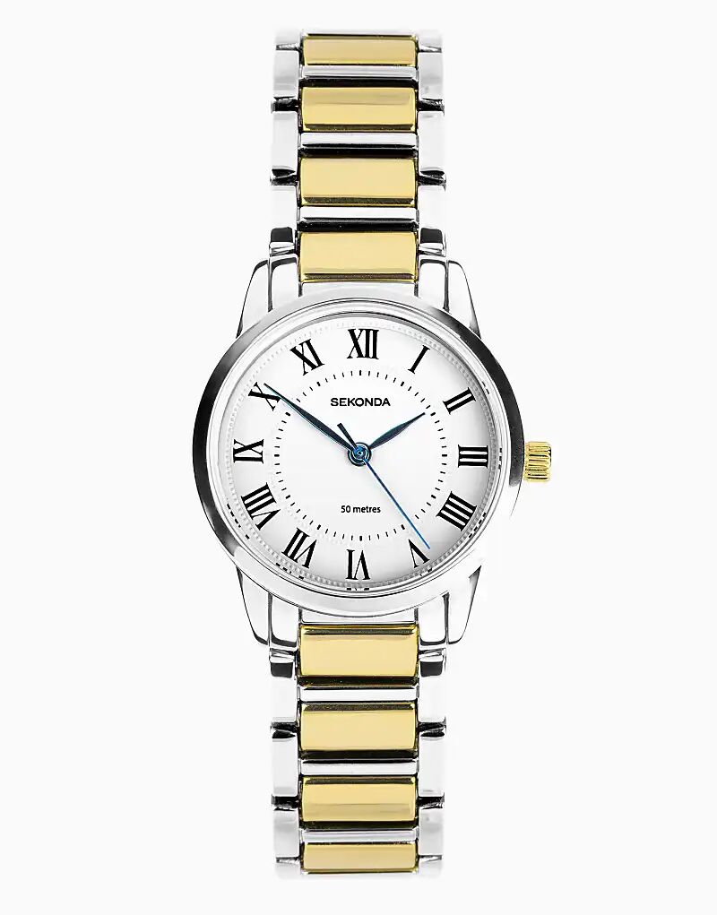 

Часы Sekonda Beaumont 28 мм круглые двухцветные в серебряном корпусе