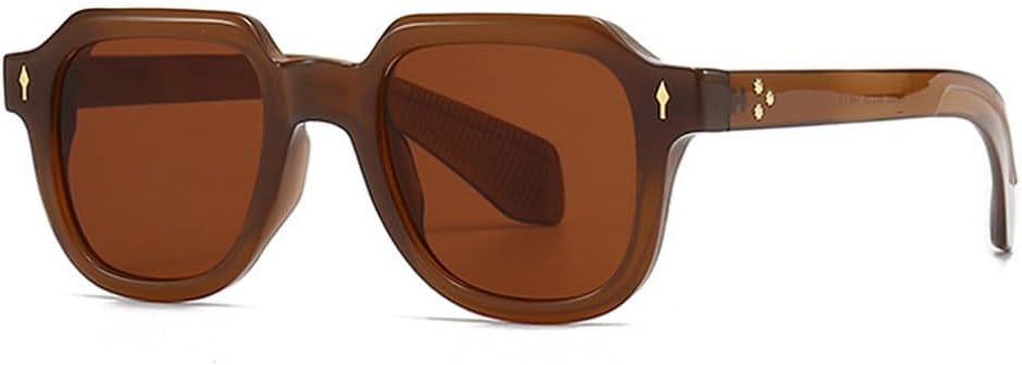 

Мужские солнцезащитные очки в стиле ретро с металлическими заклепками, женские солнцезащитные очки в стиле панк с градиентным переходом цвета, защита от ультрафиолета UV400 TKKTLLT, Brown Brown