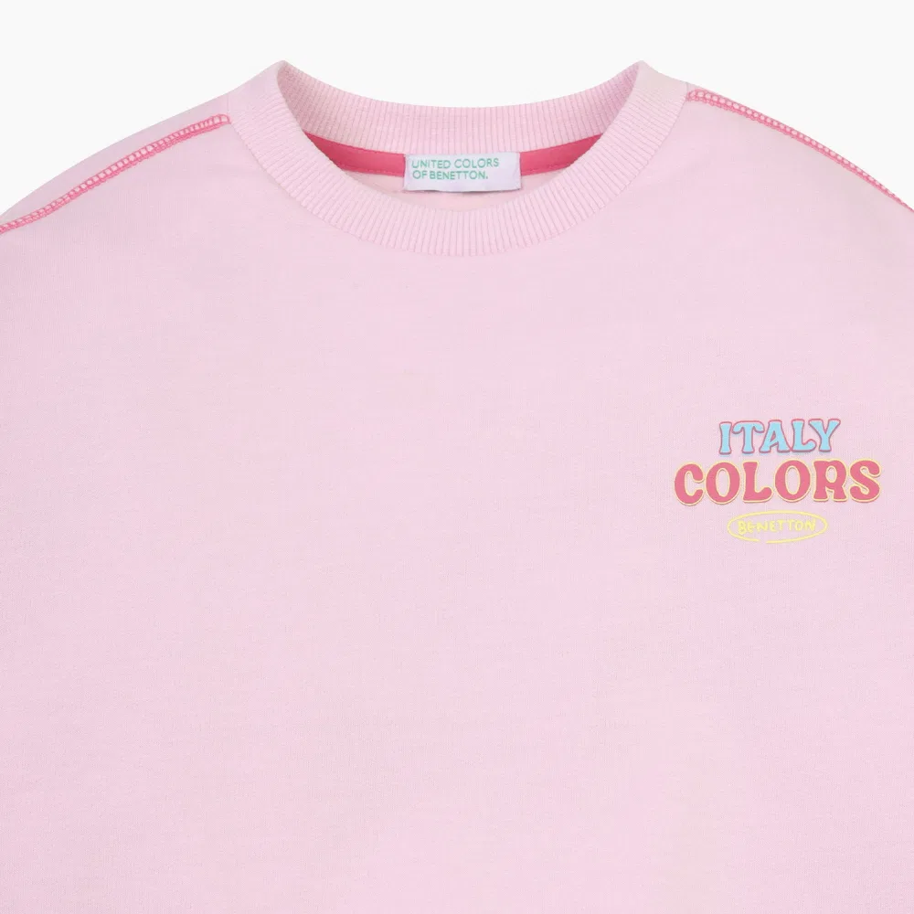 Детский свитшот с графическим принтом, лавандовый, от Benetton Kids — фото 3
