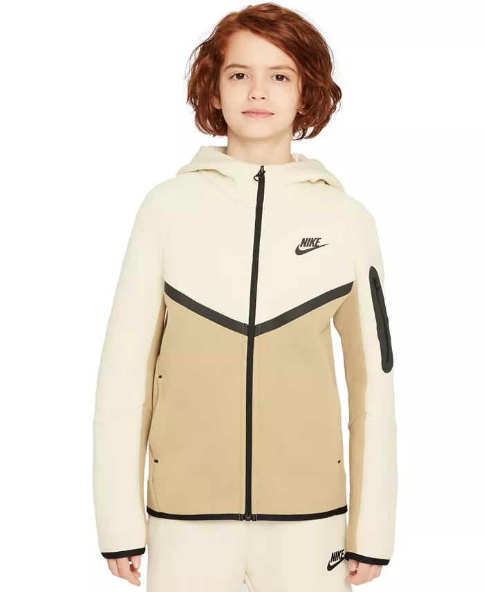 

Толстовка с молнией и технологичным флисом Big Boys Sportswear Nike, коричневый/бежевый