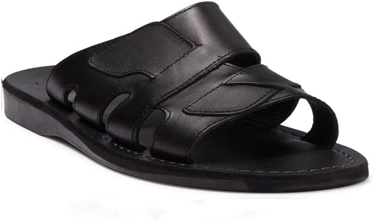 Маттео - Кожаные сандалии с открытым носком - Мужские сандалии Jerusalem Sandals, черный